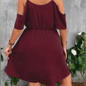 SHEIN Burgundy Cold Shoulder Mini Dress - Size M